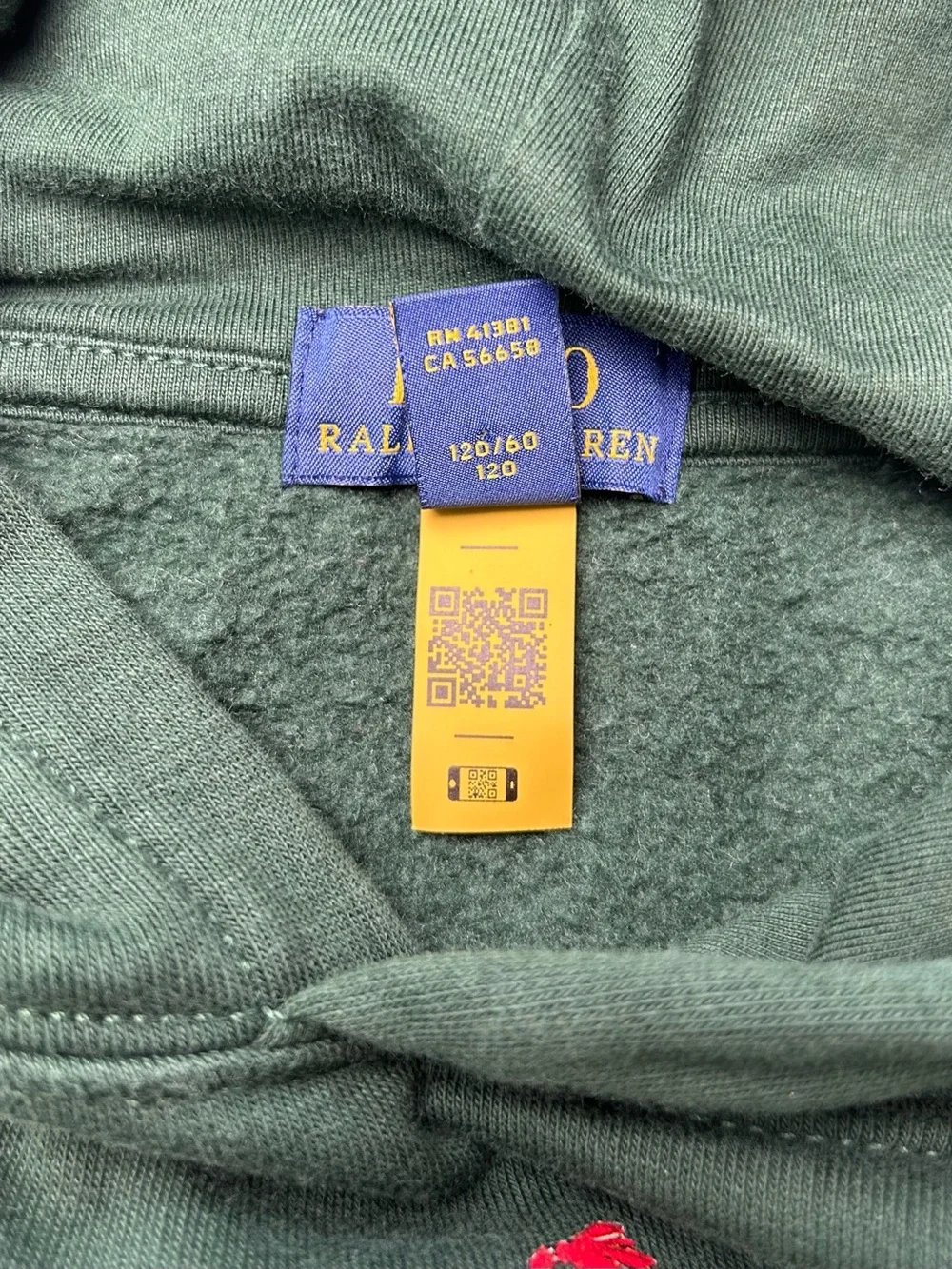Polo Ralph Lauren Polo Bear Cotton Blend Unisex Green Sweatshirt Hoodie Pockets